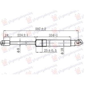 AMORTIZER GEPEK VRATA (597L-385N) FORD FOCUS (2018-2022) (OEM: 2284725, JX7BA406A10AC)
