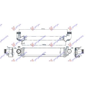 HLADNJAK INTERCOOLERA 2.0 TDCi DIZEL (650x160x64) FORD KUGA (2016-2020) (OEM: 1857415, 1873488, EJ736K775AE)