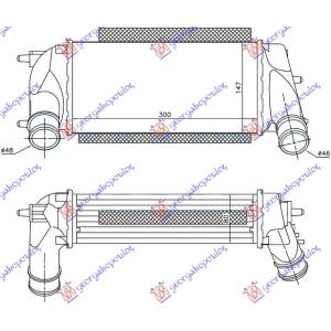 HLADNJAK INTERCOOLERA 1.0i 12V TURBO (300x150x80) FORD FIESTA (2013-2017) (OEM: 1776956)