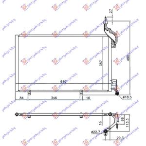 HLADNJAK KLIME 1.6 EcoBoost BENZIN 22/18mm FORD FIESTA (2013-2017) (OEM: 1776104, 1784922, 1806673)