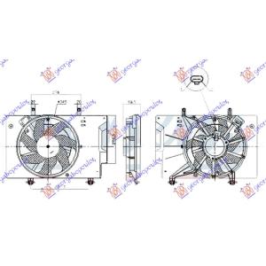 VENTILATOR 1.0 BENZIN +AC (345mm 2+2 PIN) FORD FIESTA (2013-2017) (OEM: 1843117, C1B18C607AC, C1B18C607AE)