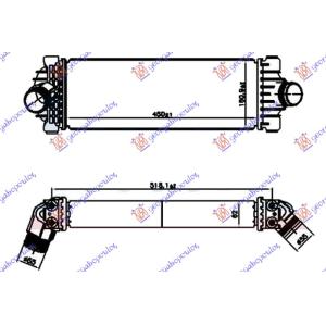 HLADNJAK INTERCOOLERA 2.0 DIZEL (450x160x62) FORD TRANSIT (2013-2019) (OEM: 2011906, 2146189, GK216K775AD)