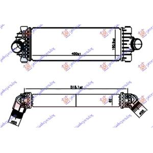 HLADNJAK INTERCOOLERA 2.0 DIZEL (450x160x62) FORD TRANSIT/TOURNEO CUSTOM (2013-2018) (OEM: 2011906, 2146189, GK216K775AD)