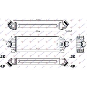 HLADNJAK INTERCOOLERA 2.2 TDCI (451x160x62) FORD TRANSIT/TOURNEO CUSTOM (2013-2018) (OEM: 1748579, 1748585, 1771034)