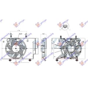 VENTILATOR KOMPLET (1.0 ECOBOOST BENZIN) (+AC) (345mm) (2+2 PIN) (NISSENS) FORD ECOSPORT (2013-2017) (OEM: 1843117, C1B18C607AC, C1B18C607AE)