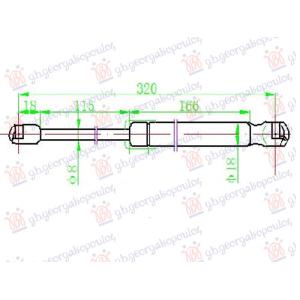 AMORTIZER GEPEK VRATA (319L-355N) FORD MUSTANG (2015-2018) (OEM: 1935830, 1935835, 1940530)