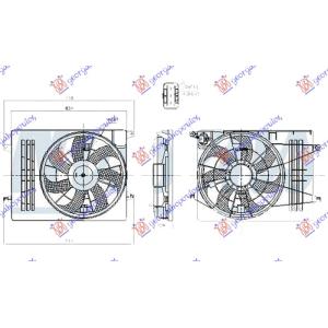 VENTILATOR KOMPLET BENZIN (460mm) (3PIN) HYUNDAI iX35/TUCSON (2010-2015) (OEM: 253802Y100, 253802Z000)