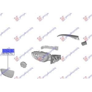 STAKLO RETROVIZORA SA GREJACEM (KONVEKSNO) (O) Desna str. HYUNDAI i20 (2020-2024) (OEM: 87621-Q0010, 87621Q0010)