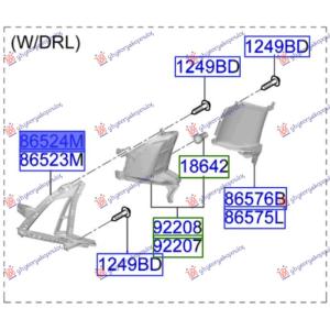 RESETKA PREDNJEG BRANIKA (SA DNEVNIM SVETLOM) (O) Desna str. HYUNDAI i20 (2024-) (OEM: 86538-Q0GA0CA, 86538Q0GA0CA)