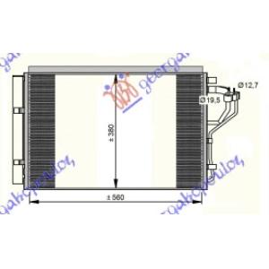 HLADNJAK KLIME 1.4-1.6 BENZIN (555x385x16) HYUNDAI i30 5D (2012-2014) (OEM: 976063X000, 97606A6100, 97606A7000)