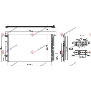 HLADNJAK KLIME 2.4/3.5 BENZIN (670x430x12) HYUNDAI SANTA FE (2018-2020) (OEM: 97606C6500, 97606C6550, 97606C6650)