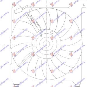 VENTILATOR KOMPLET BENZIN-DIZEL (390mm) HYUNDAI TRAJET (2004-2008) (OEM: 253803A150, 253863A150)