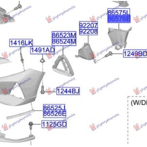USMERIVAC VAZDUHA PREDNJEG BRANIKA (O) Leva str. HYUNDAI BAYON (2021-) (OEM: 86543Q0AA0)