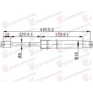 AMORTIZER HAUBE (450L-400N) JAGUAR XF (2008-2015) (OEM: 8X2316C826AC, C2Z3481)