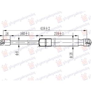 AMORTIZER HAUBE (418L-240N) KIA e-SOUL (2019-) (OEM: 81161-K0000, 81161K0000)
