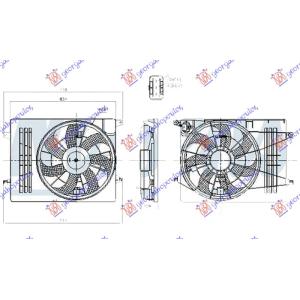 VENTILATOR KOMPLET BENZIN (460mm) (3PIN) KIA SPORTAGE (2010-2014) (OEM: 253802Y100, 253802Z000)