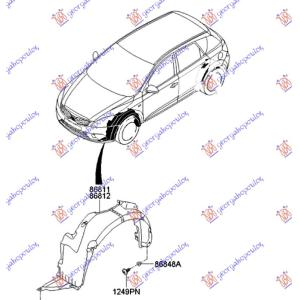 POTKRILO (O) Desna str. KIA CEED 3D (2010-2013) (OEM: 86812-1H700, 868121H700)