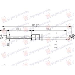 AMORTIZER GEPEK VRATA (602L-525N) KIA CEED SPORTSWAGON (2018-2021) (OEM: 81770J7200, 81780J7200)