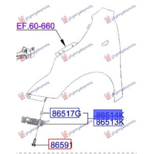 NOSAC PREDNJEG BRANIKA BOCNI PLASTICNI (O) Leva str. KIA XCEED (2022-) (OEM: 86513-J7CA0, 86513J7CA0)