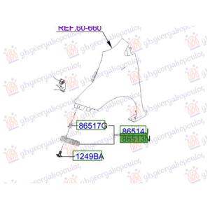 NOSAC PREDNJEG BRANIKA BOCNI PLASTICNI Leva str. KIA PICANTO 2024- (JA) (OEM: 86551-G6CA0, 86551G6CA0)