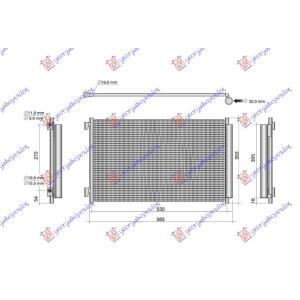 HLADNJAK KLIME BENZIN/HIBRID (500x338x12) LANCIA Y (2011-2024) (OEM: 52139794, 52182113, 52209266)