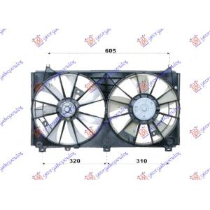 VENTILATOR KOMPLET 2.5 BENZIN 350/350mm 2+2PIN LEXUS IS II (2005-2013) (OEM: 1636131100, 1636331040, 1636374340)