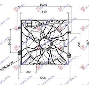 VENTILATORI KOMPLET BENZIN - DIZEL (485mm) MERCEDES GL (X166) (2012-2015) (OEM: 0999060700, 0999062400, 999062400)