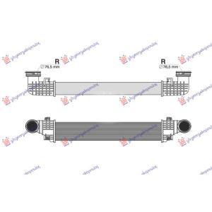 HLADNJAK INTERCOOLERA 2.2-3.0 DIZEL CEVI F 76 MERCEDES CLS (W219) COUPE (2008-2010) (OEM: 2115002602, 2115003902)