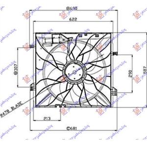 VENTILATORI KOMPLET BENZIN - DIZEL (485mm) MERCEDES ML (W166) (2011-) (OEM: 0999060700, 0999062400, 999062400)