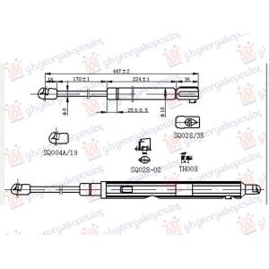 GAS SPRING HOOD (447L-430N) MERCEDES C CLASS (W205) COUPE/CABRIO (2015-2018) (OEM: 2059801364, A2059801364)