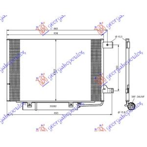 HLADNJAK KLIME BENZIN 600x410x16 2 NOSACA MERCEDES B CLASS (W245) (2008-2011) (OEM: 1695000054)