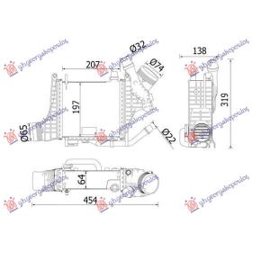 HLADNJAK INTERKULRA 1.5/2.0 BENZIN/HIBRID (207x197) MERCEDES E CLASS 2020-2023 (W213) (OEM: 2640905200, 2640905300)
