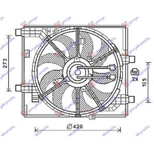 VENTILATOR KOMPLET 1.6DiG - 1.5dCi (JEDAN) NISSAN JUKE (2010-2015) (OEM: 214811KC0B, 214831KC0A, 214861FE0A)