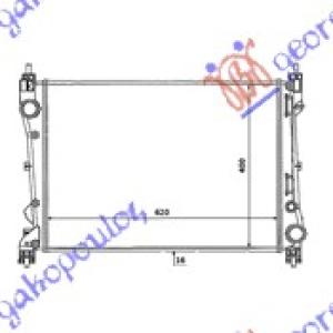 HLADNJAK MOTORA 1.4i 16V / 1.3 JTD (620x388x16) (VALEO) OPEL COMBO (COMBI/CARGO) 2012-2018 (X12) (OEM: 51812209)