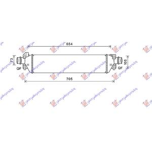 HLADNJAK INTERKULERA 1.6CDTi- 1.7TDi (570 x 148x62) OPEL MOKKA X (2016-2020) (OEM: 1302264, 95081734)