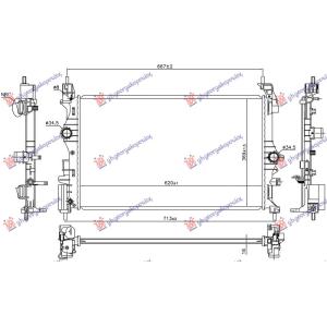 HLADNJAK MOTORA 1.0 TURBO BENZIN (MAN) (B10XFL 66KW) (620x370x16) (NRF) OPEL ADAM 2012- (M13) (OEM: 1300363, 13440204)