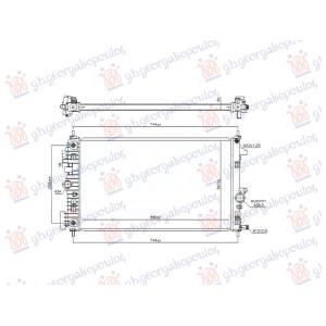 HLADNJAK MOTORA 1.6/2.0 DIZEL (AUTO) (OTOVR ZA SENZOR) (680x398) (VALEO) OPEL INSIGNIA 2013-2017 (G09) (OEM: 1300373, 13437343, 13437347)