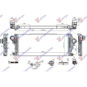 HLADNJAK INTERKULER 1.5-2.0 TURBO BENZIN 665x285 OPEL INSIGNIA (2017-) (OEM: 23336337, 84208076)