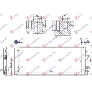 HLADNJAK KLIME BENZINZ / DIZ (637x280 x 12)2 NOSACA OPEL CORSA E (2015-2019) (OEM: 1850119, 1850290, 1850414)