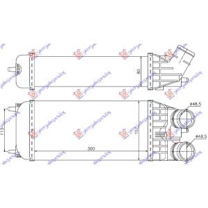 HLADNJAK INTERKULERA 1.4-1.6 DIZEL (300x157x80) 48.5mm OPEL CROSSLAND (2020-) (OEM: 0384.N8, 0384N7, 0384N8)