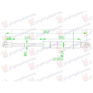 AMORTIZER GEPEK VRATA (622L-580N) PEUGEOT PARTNER (2015-2019) (OEM: 8731R9)