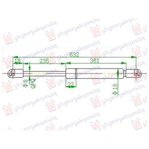 AMORTIZER GEPEK VRATA (632L-510N) PORSCHE CAYENNE (2010-2015) (OEM: 7P5827550A, 95851255000, 95851255001)