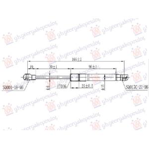 AMORTIZER GEPEK VRATA (166L-170N) PORSCHE 911 (991) (2016-2019) (OEM: 99151255120)