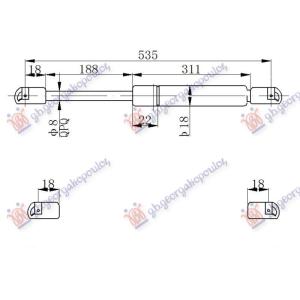 AMORTIZER GEPEK STAKLA (535L-360N) (OEM: 5H32402A68AB, BHE790020, BHE790030)