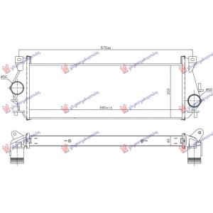HLADNJAK INTERKULERA 2.2-2.4 DIZEL (590x202) LAND ROVER DEFENDER (1998-2016) (OEM: LR017950)