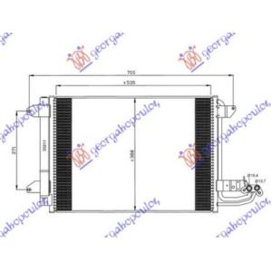 HLADNJAK KLIME BENZIN/DIZEL (550x390x16) (VALEO) SKODA SUPERB (2008-2013) (OEM: 1K0820411F, 1K0820411G, 1K0820411H)