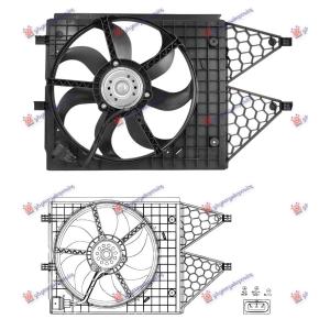 VENTILATOR KOMPLET 1.2/1.4/1.6 BENZIN - 1.6/1.9 DIZEL SKODA ROOMSTER (2010-2015) (OEM: 6R0121207A, 6R0121207Q)