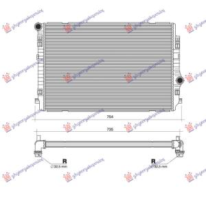HLADNJAK MOTORA 2.0 TDi (135 KW) DIZEL (650x450x32) (VALEO) SKODA OCTAVIA 6 (2013-2017) (OEM: 5Q0121251CN, 5Q0121251EN, 5Q0121251HM)
