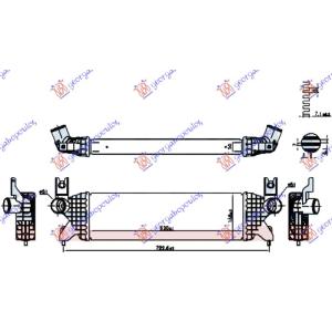 HLADNJAK INTERKULERA 1.0 - 1.4BENZIN (520 x 160 x50) SUZUKI SX4 S-CROSS (2013-2016) (OEM: 1362061MA0, 1362068M00)