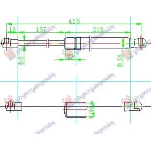 AMORTIZER GEPEK VRATA (416L-405N) TOYOTA YARIS (2011-2014) (OEM: 68950-0W640, 689500W640, 68960-0W620)